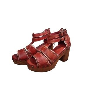Bed Stu Women's Chunky size 11 Sloane Leather Wood Platform Luxury Sandals Prep